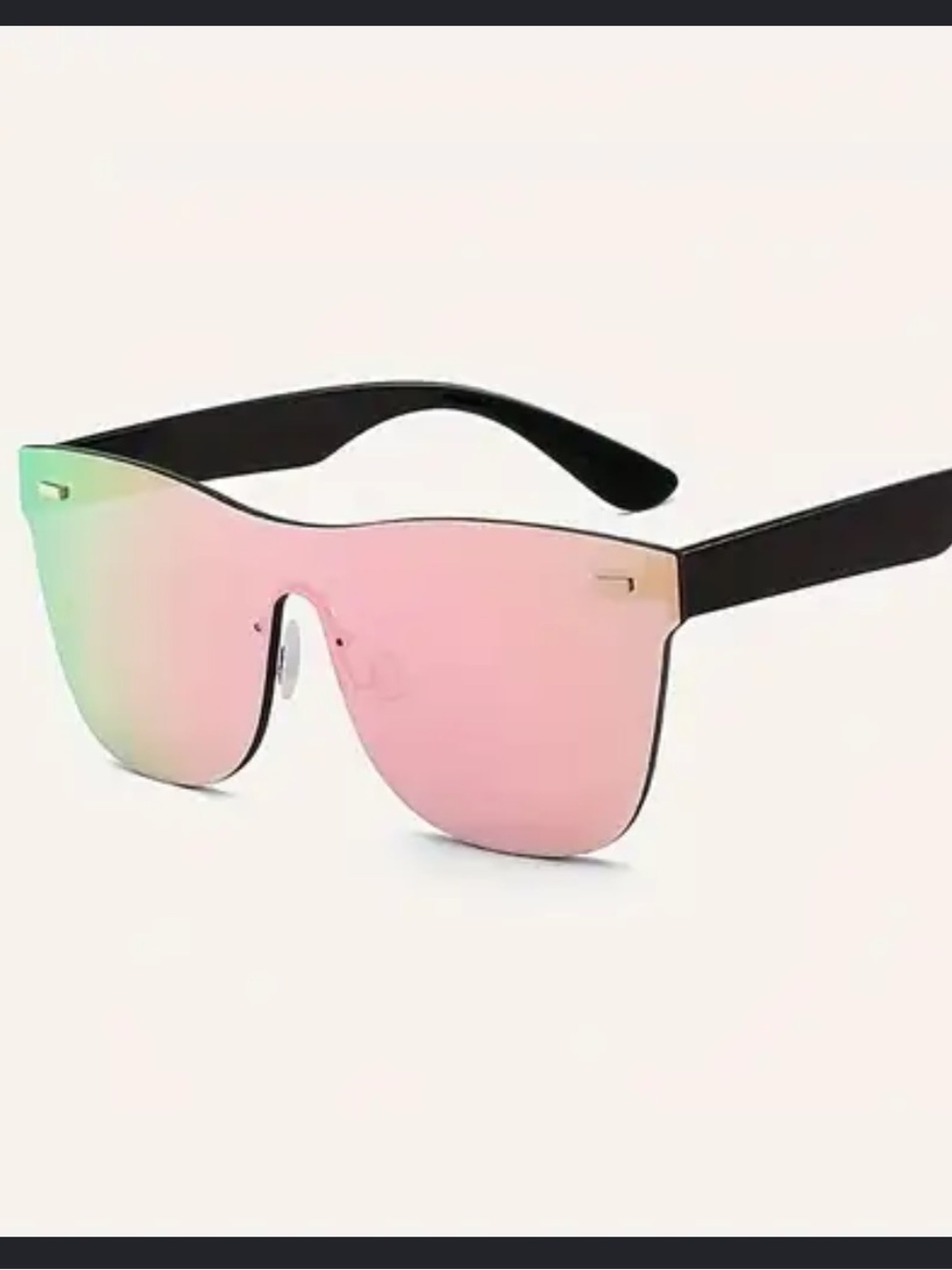 SHEIN Pink Gradient Shield Sunglasses with Black Temples